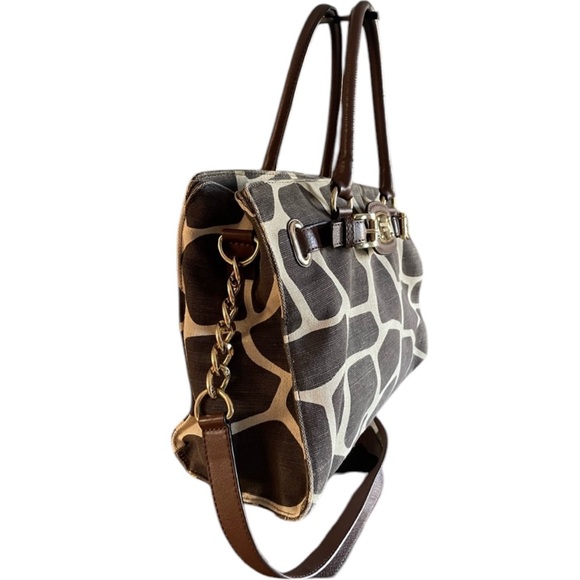 Michael Kors Giraffe Print Hamilton Bag Printed Canvas Leather Trim - Picture 5 of 15
